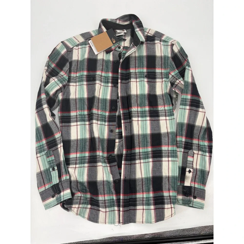 The North Face Arroyo LW Flannel Shirt Mens Medium Green Black Plaid